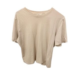 H&M Divided Crew Neck Recycled Cotton Blend Basic Tan Khaki Shirt Size M